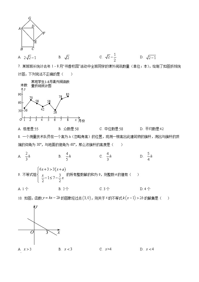 精品解析：2023年四川省德阳市中江县中考数学二诊模拟试题（原卷版）第2页