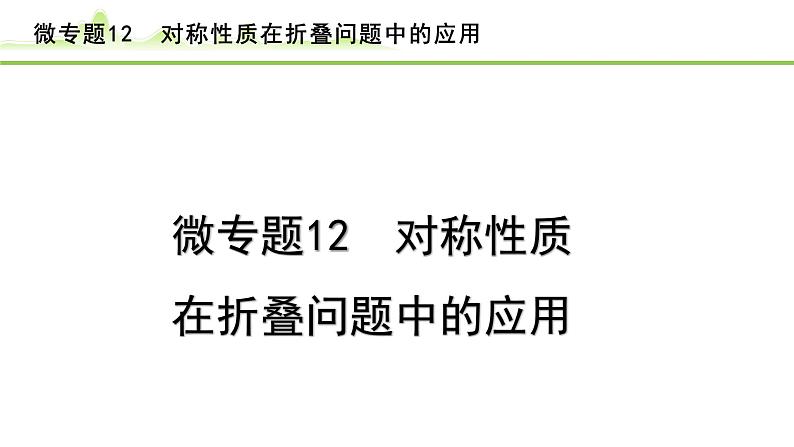 2024年中考数学复习课件---微专题12 对称性质在折叠问题中的应用（精练册）01
