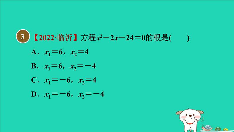 安徽专版2024春八年级数学下册第17章一元二次方程17.2一元二次方程的解法3因式分解法作业课件新版沪科版第8页