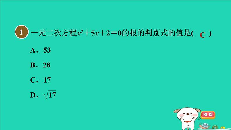 安徽专版2024春八年级数学下册第17章一元二次方程17.3一元二次方程根的判别式作业课件新版沪科版第4页