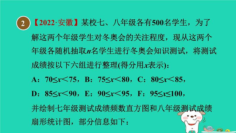 安徽专版2024春八年级数学下册第20章数据的初步分析20.2数据的集中趋势与离散程度20.2.1.5用平均数中位数众数分析数据作业课件新版沪科版第8页