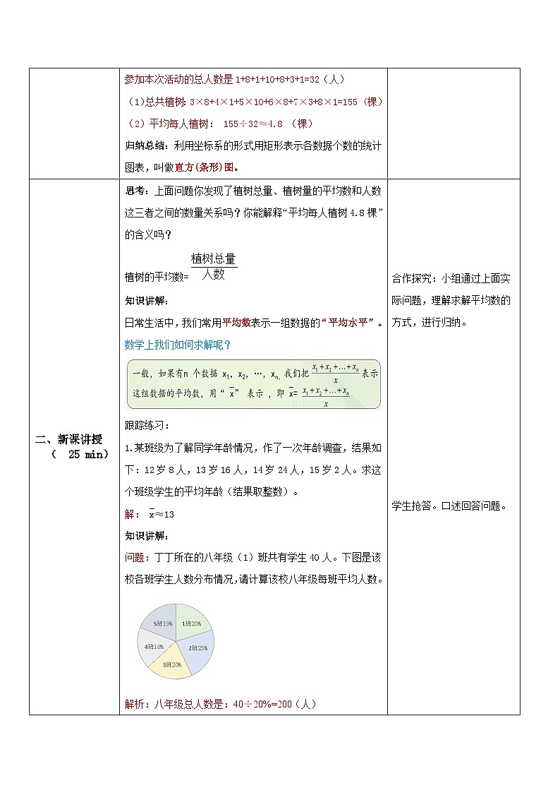 华师大版八年级下册数学 20.1.1 平均数的意义 教学设计第2页