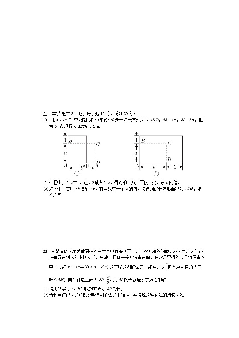 2024春八年级数学下册第17章一元二次方程综合素质评价试卷附解析（安徽专版沪科版）第3页