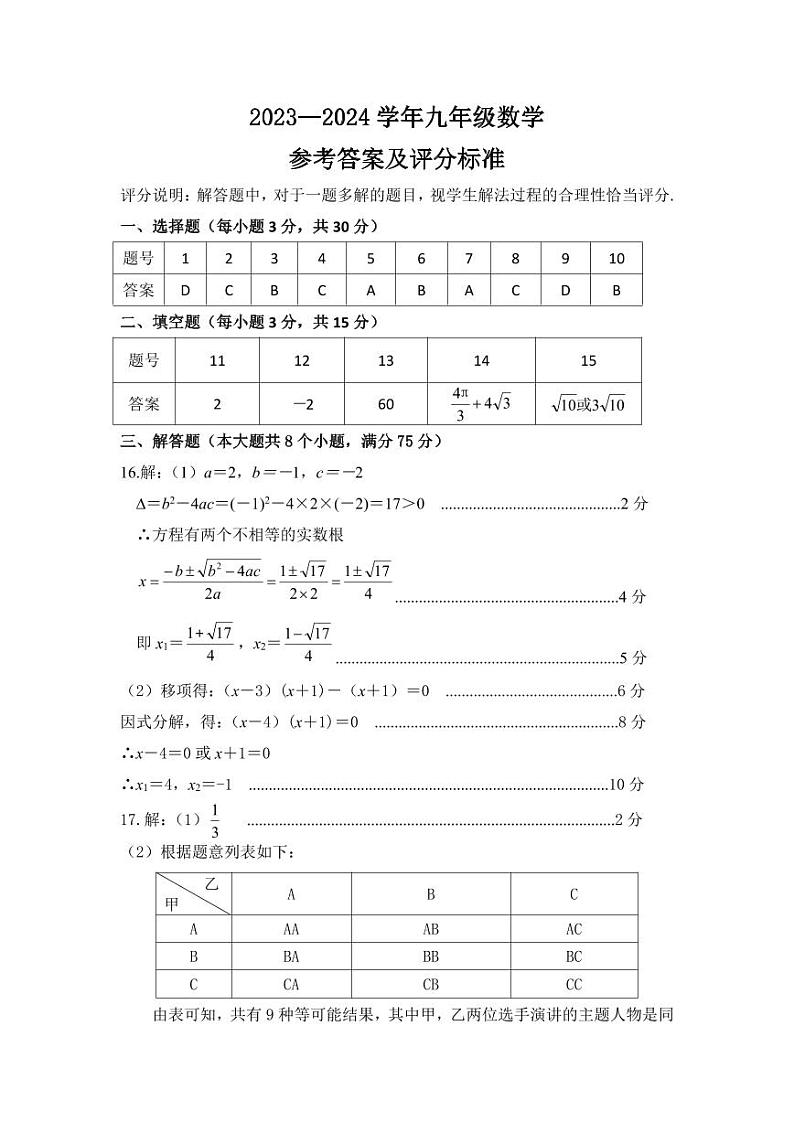 2024.3数学参考答案第1页