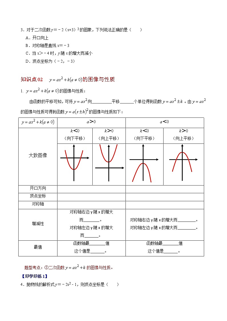 初中数学—二次函数1(初中数学函数必背公式大全)