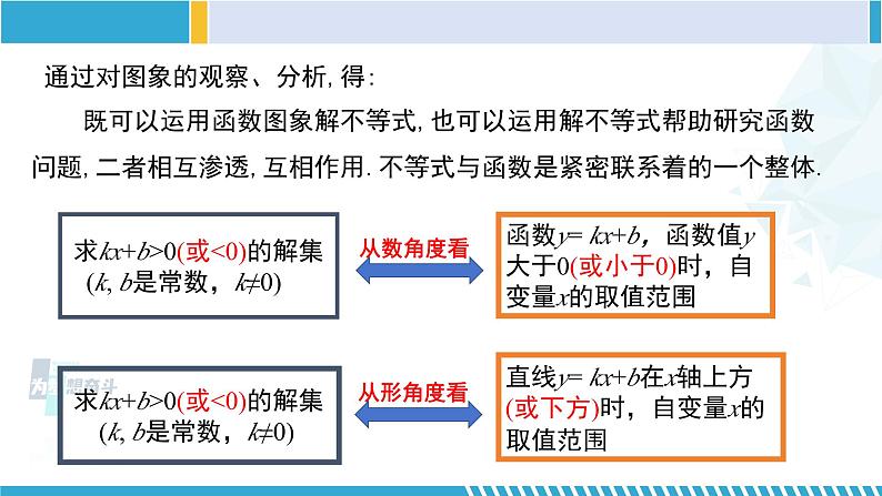 北师大版八年级数学下册教材配套教学课件 2.5.1一元一次不等式与一次函数（第1课时） (课件)第8页