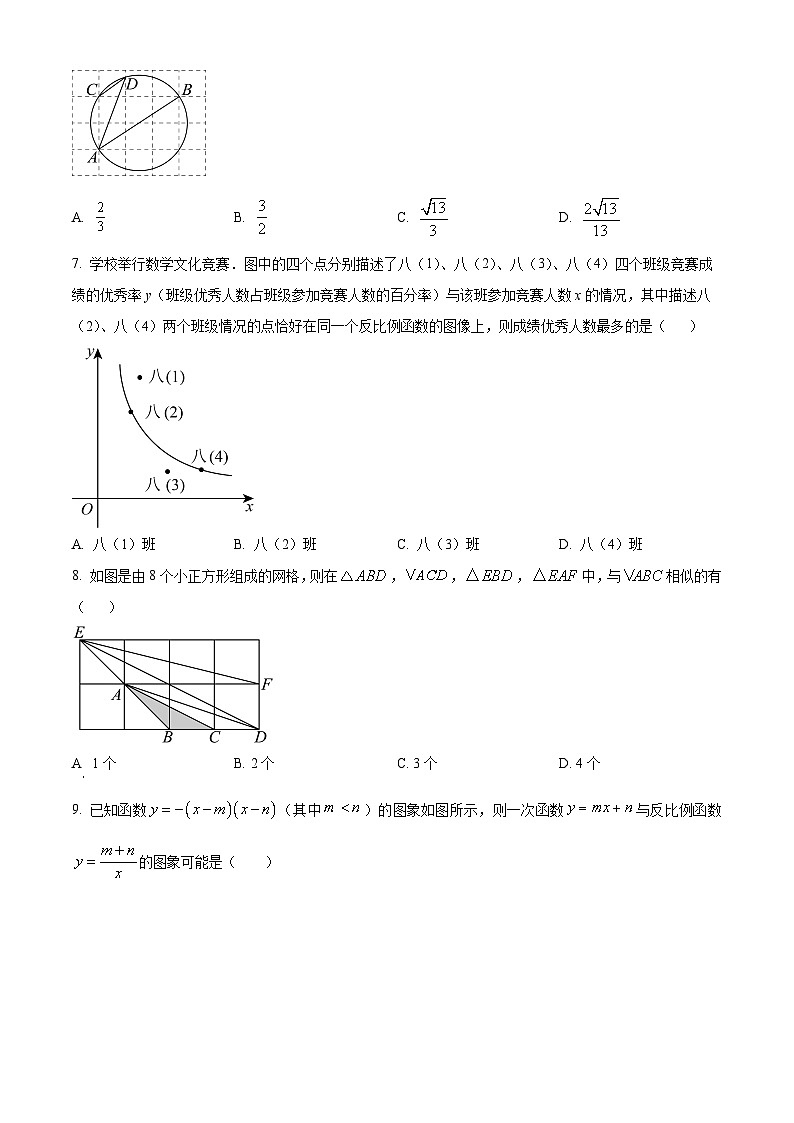 2024年安徽省芜湖市无为市安徽省无为第三中学九年级中考一模数学试题（原卷版+解析版）02