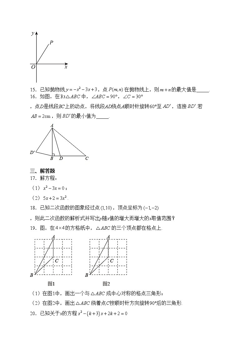 福建省龙岩市上杭县东南片区十八校2024届九年级上学期期中考试数学试卷(含答案)第3页