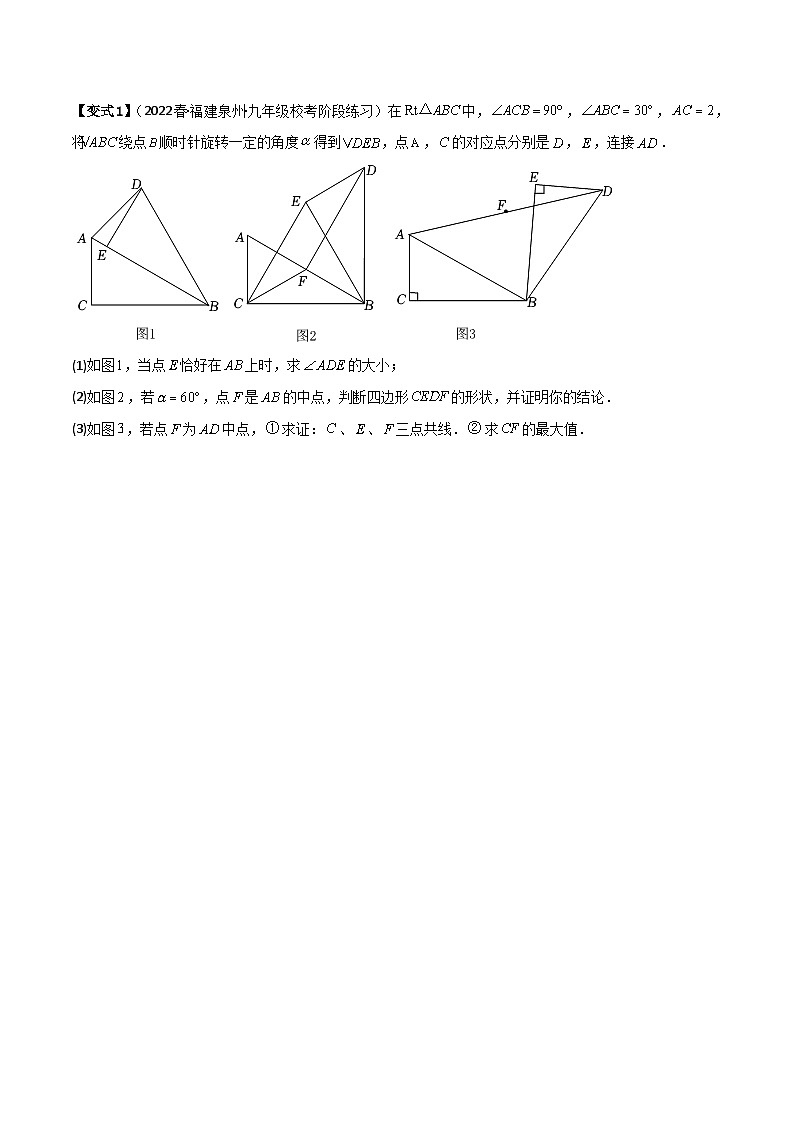 中考数学二轮复习考点提分特训专题09 三点共线问题（原卷版） 第3页