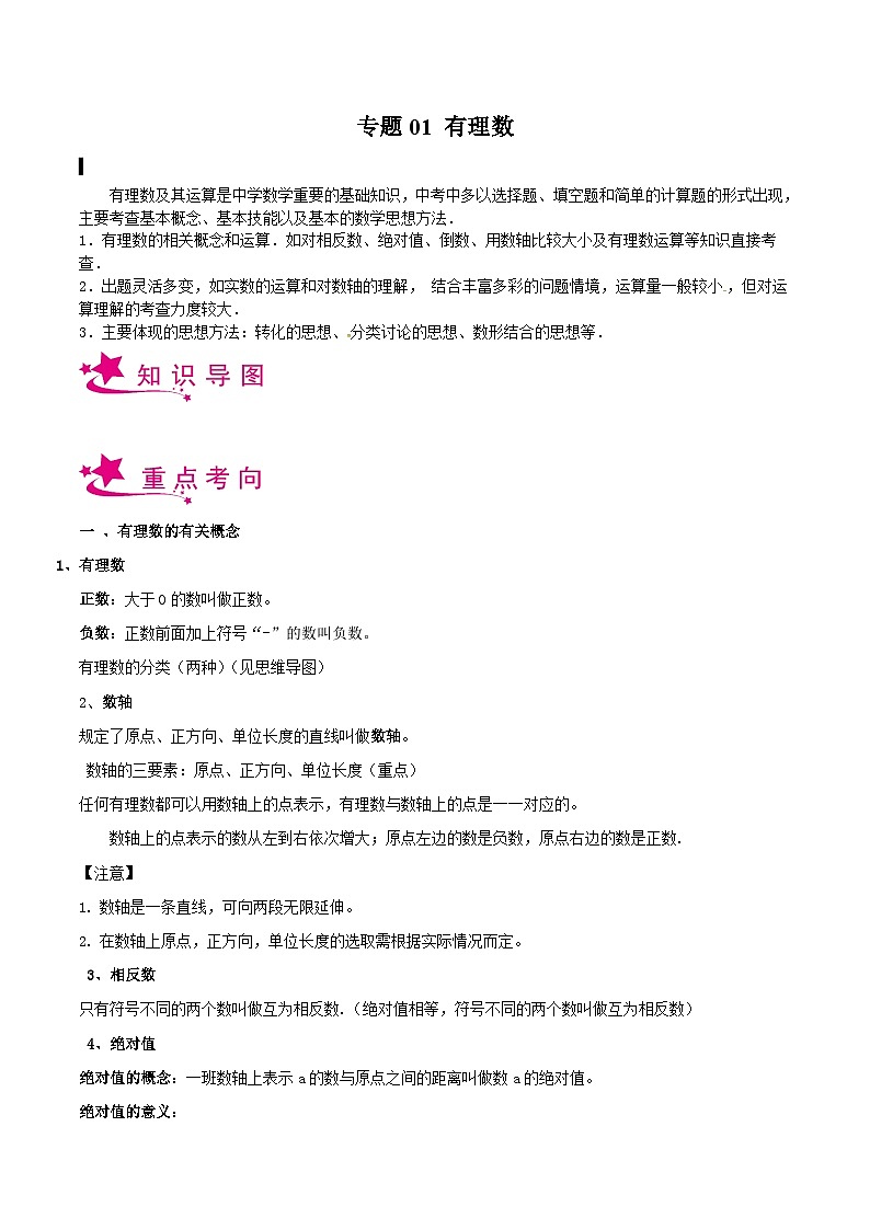 备战2024年中考数学一轮复习考点帮(上海专用)专题01有理数(原卷版+解析)第1页