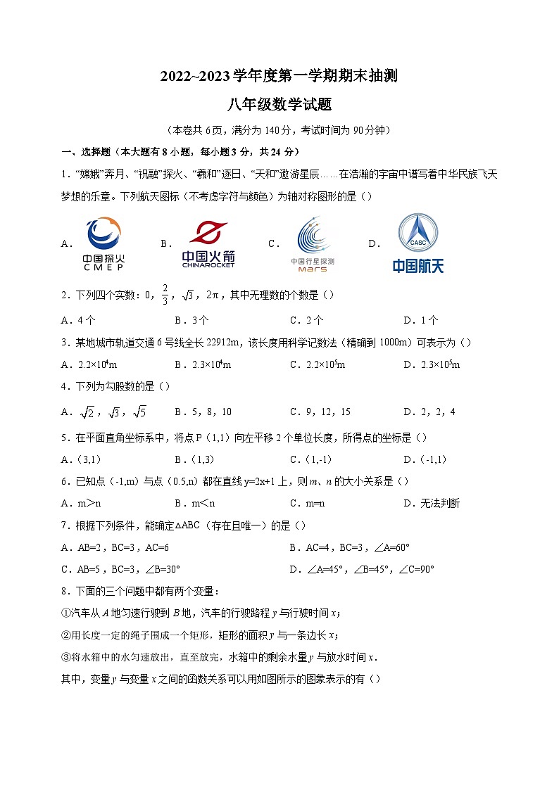 徐州市2022-2023学年八年级上学期期末数学试卷（含答案解析）第1页