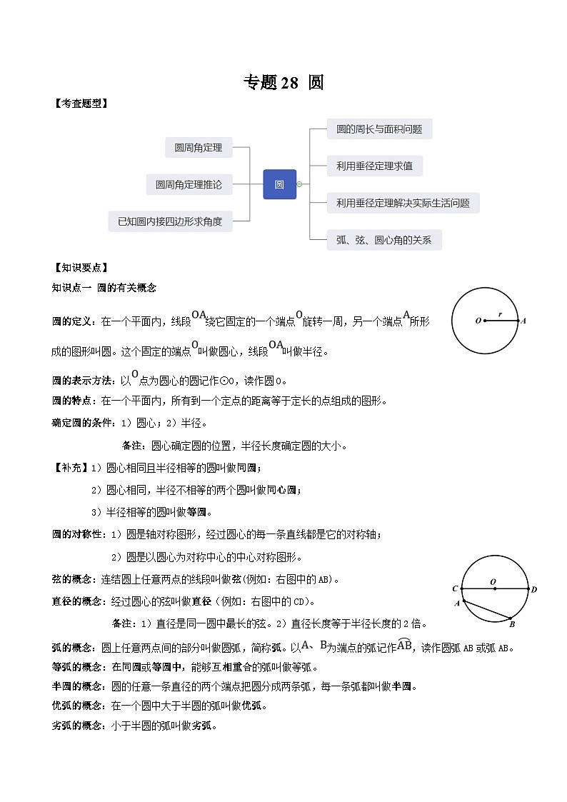 中考数学一轮复习满分突破考点题型专练专题28 圆（解析版）第1页