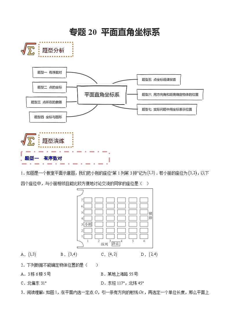 中考数学一轮复习题型归纳专练专题20 平面直角坐标系（原卷版） 第1页