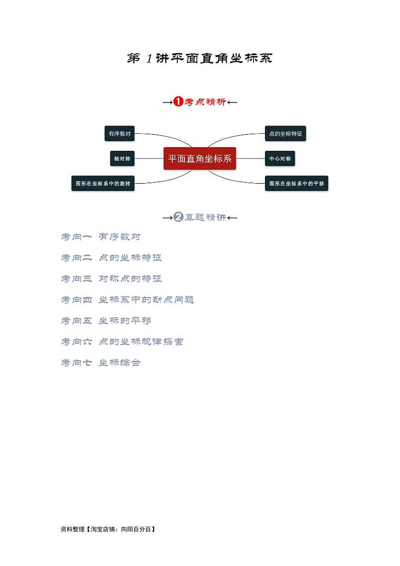 2024年中考数学一轮复习 函数部分（考点精析+真题精讲）第1讲 平面直角坐标系（解析版）第2页
