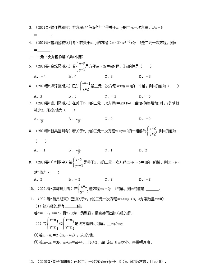 第11讲 二元一次方程（核心考点讲与练)-2023-2024学年七年级数学下学期考试满分全攻略（苏科版）02