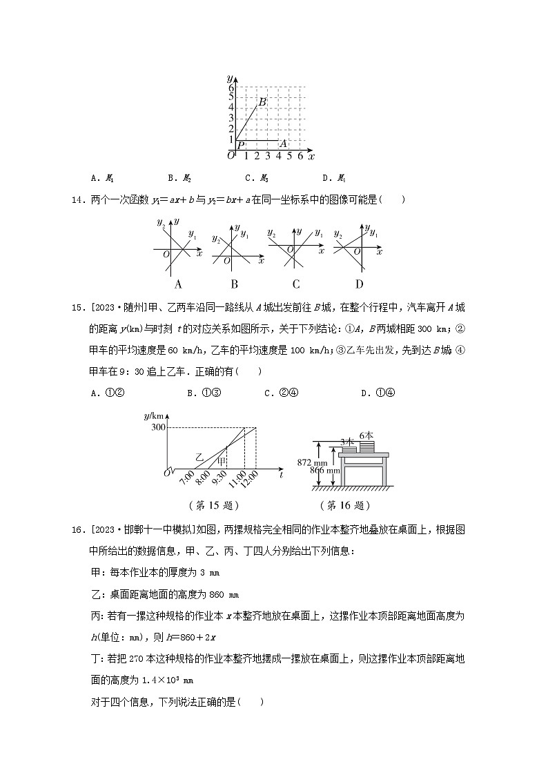 2024八年级数学下册第21章一次函数综合素质评价试卷（冀教版）03