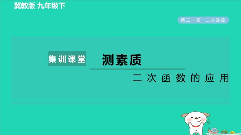 2024九年级数学下册第30章二次函数集训课堂测素质二次函数的应用习题课件新版冀教版01