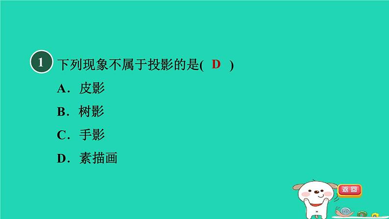 2024九年级数学下册第32章投影与视图32.1投影1平行投影与中心投影习题课件新版冀教版02