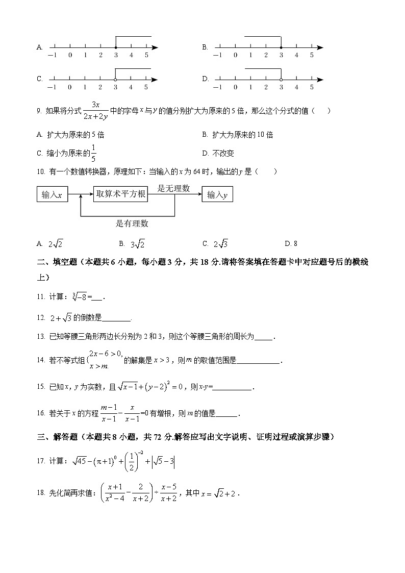 精品解析：湖南省益阳市赫山区箴言龙光桥学校2023-2024学年八年级下学期开学考试数学试题（原卷版）第2页