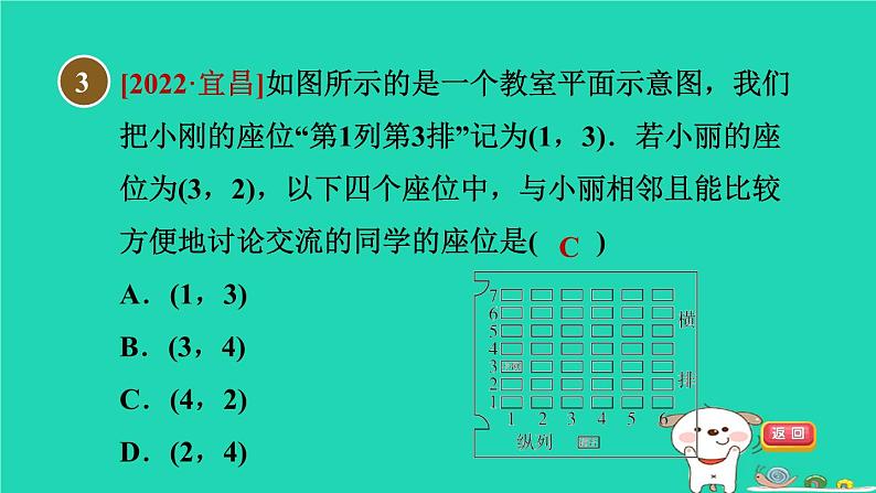 2024八年级数学下册第19章平面直角坐标系19.1确定平面上物体的位置习题课件新版冀教版05