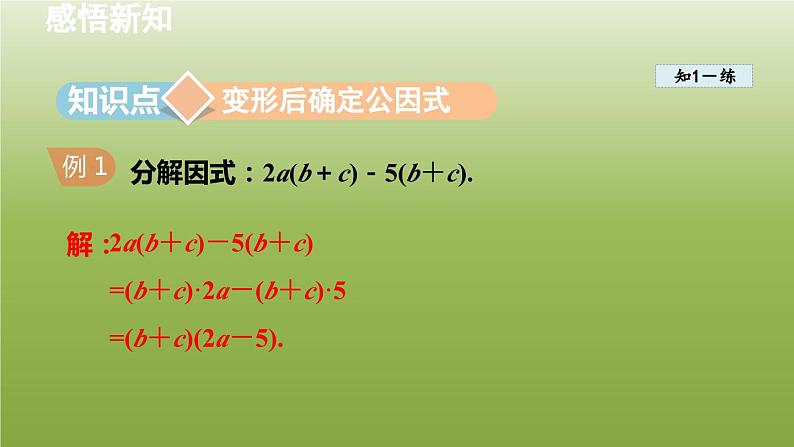 2024年七年级数学下册第11章因式分解11.2提公因式法2变形后提公因式分解因式授课课件新版冀教版04