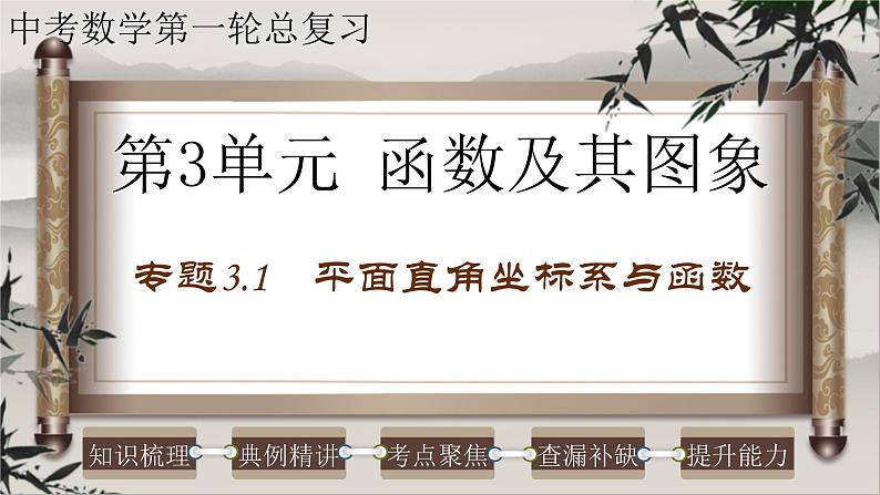 2023年中考数学一轮复习课件专题3.1 平面直角坐标系与函数（含答案）第1页