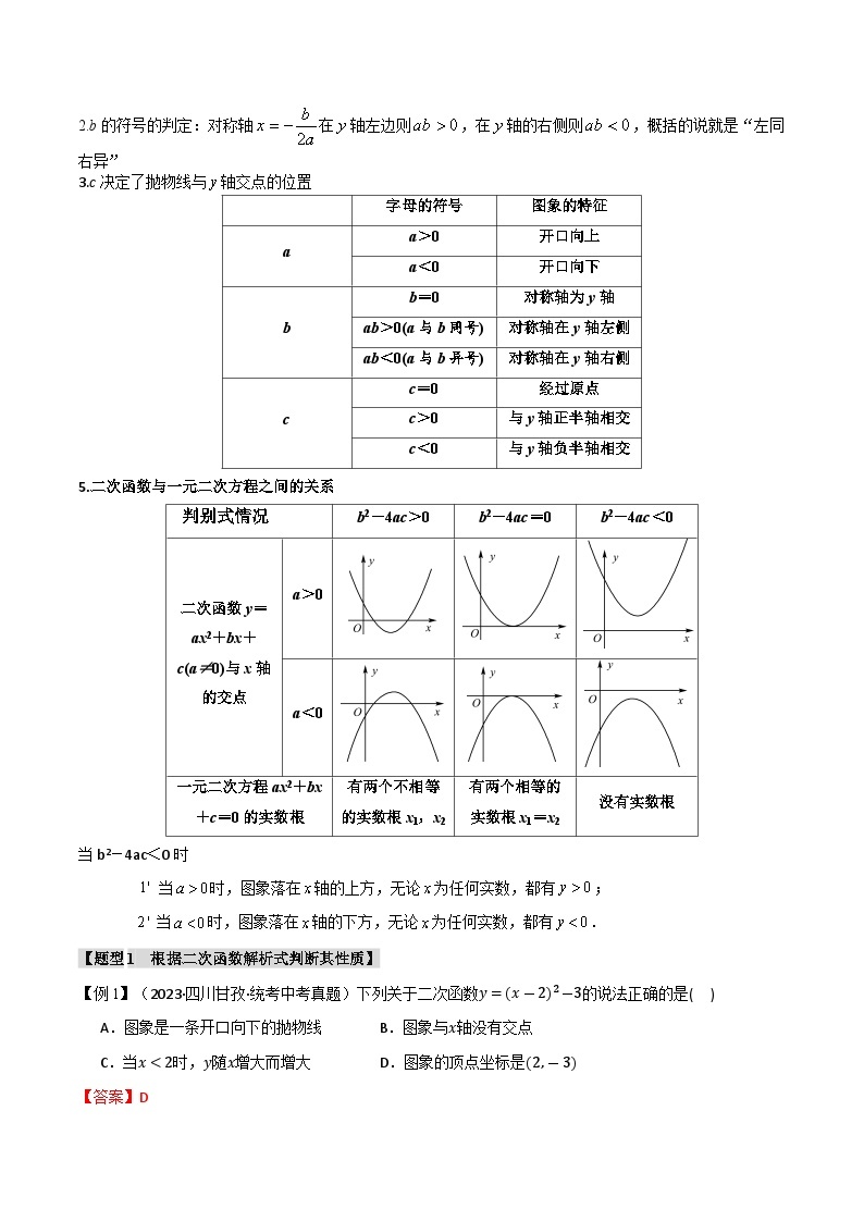 专题15 二次函数的图像与性质【十大题型】（触类旁通）2024年中考数学一轮复习【触类旁通】系列（全国版）03