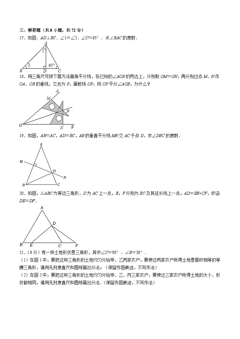 湖北省武汉市江武昌区七校2023-2024学年八年级上学期期中数学试题(含答案)第3页