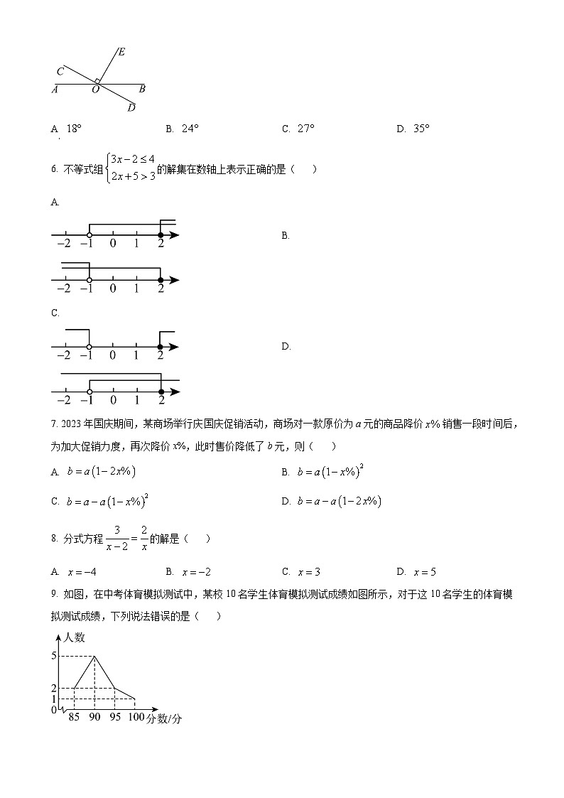 2024年湖南省长沙市部分学校中考模拟数学试题（原卷版+解析版）02