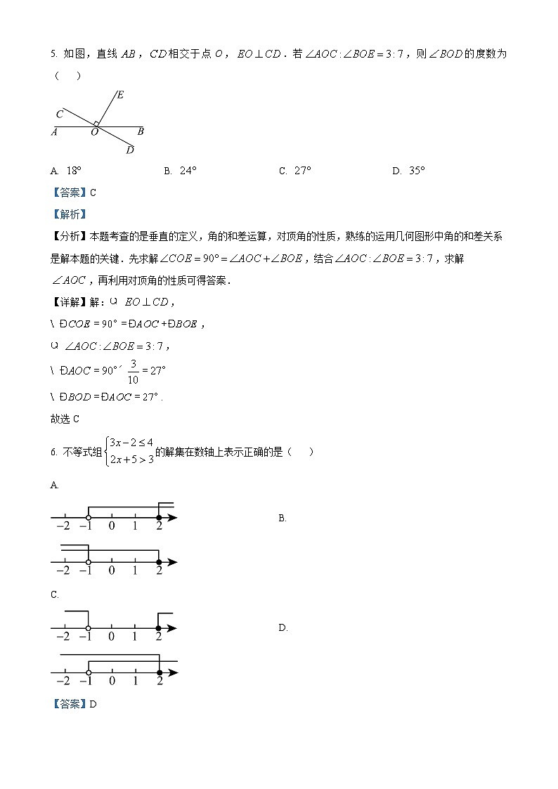 2024年湖南省长沙市部分学校中考模拟数学试题（原卷版+解析版）03