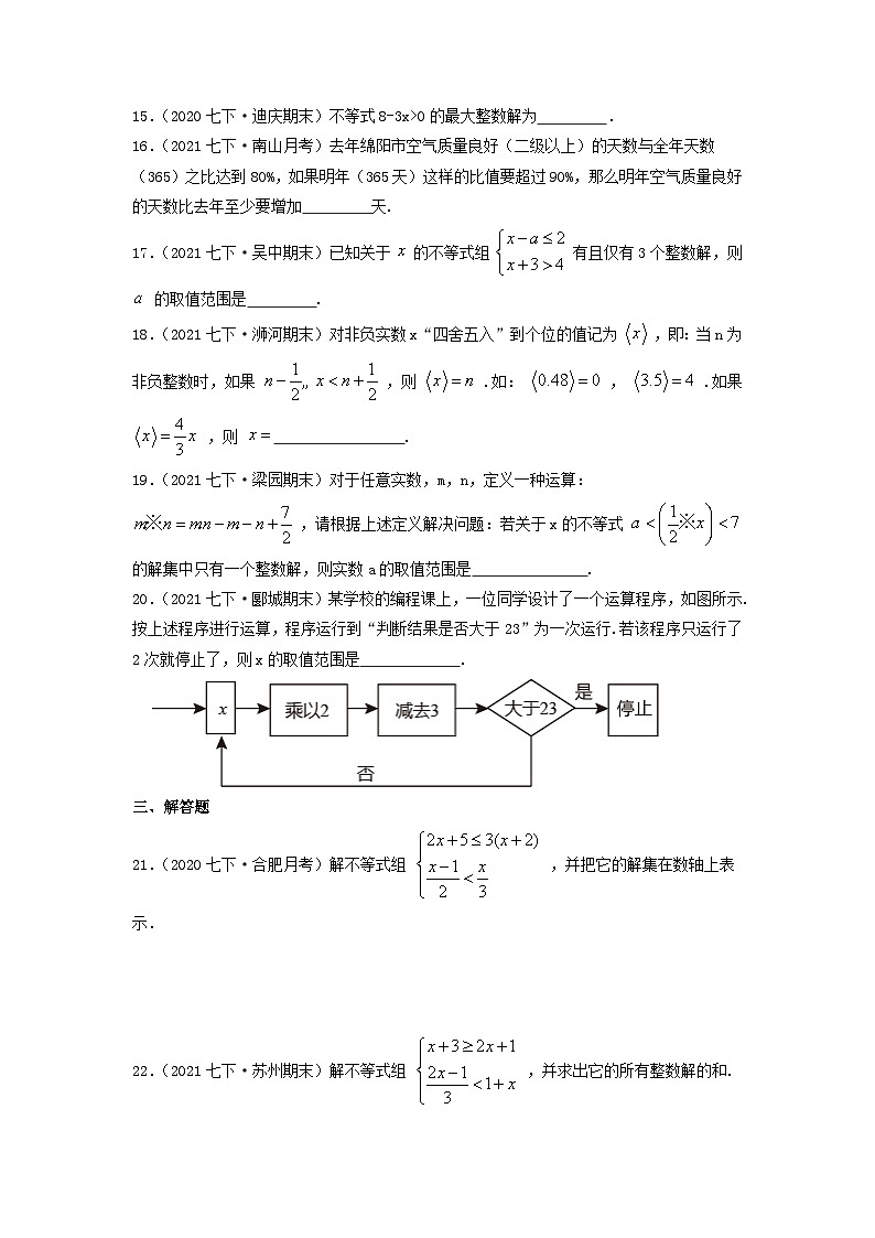 必刷基础题第9章《不等式与不等式组》章节复习巩固（原卷版）-2023-2024学年七年级数学下册同步必刷题闯关练（人教版）第3页