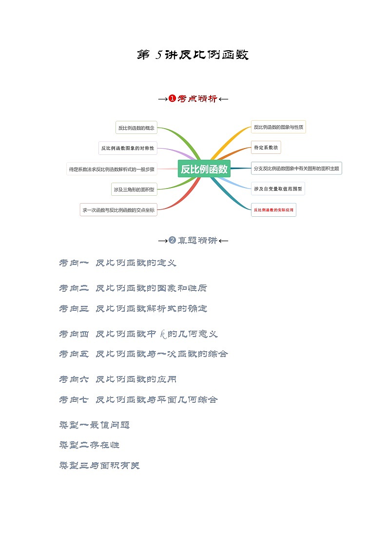 第五讲 反比例函数（考点精析+真题精讲）（解析版）第2页