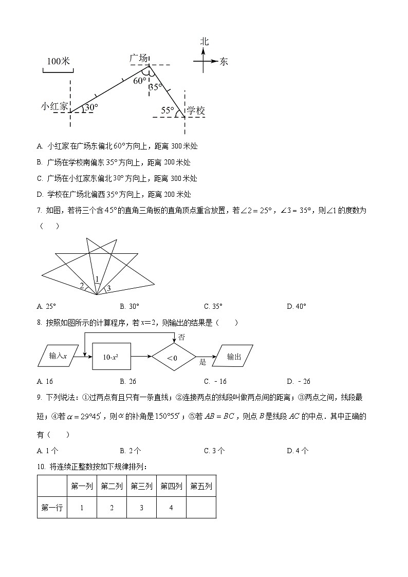 四川省资阳市安岳县七年级上学期期末数学试题（原卷版）第2页