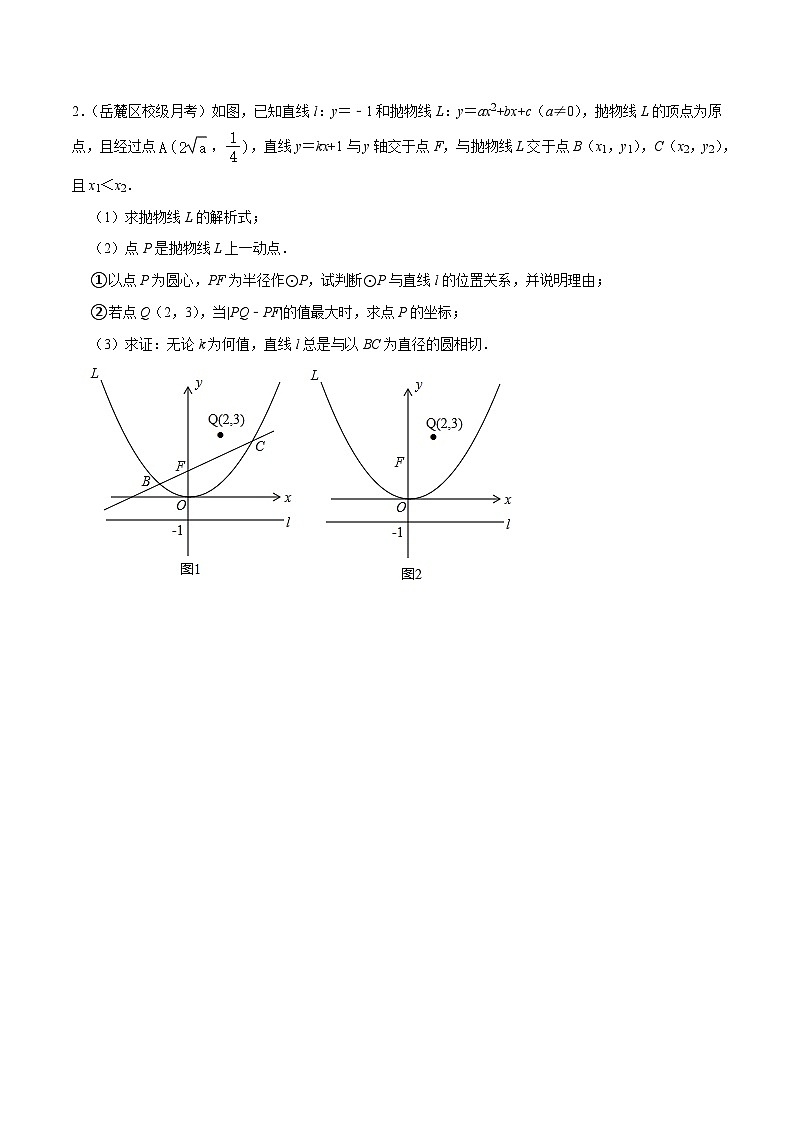 专题05 圆与二次函数结合型压轴题专题—2023-2024学年挑战中考压轴题重难点题型分类02