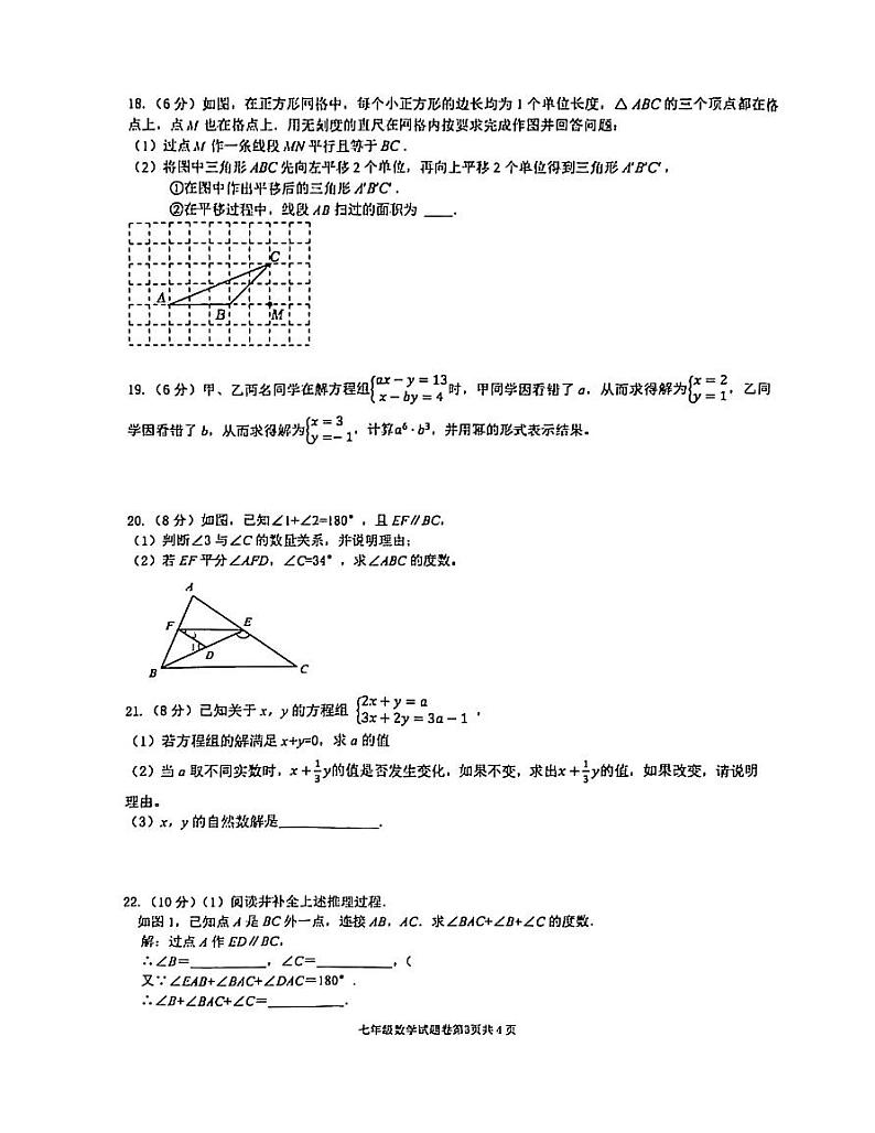 浙江省金华市东阳市横店四校联考2023-2024学年七年级下学期3月月考数学试题03