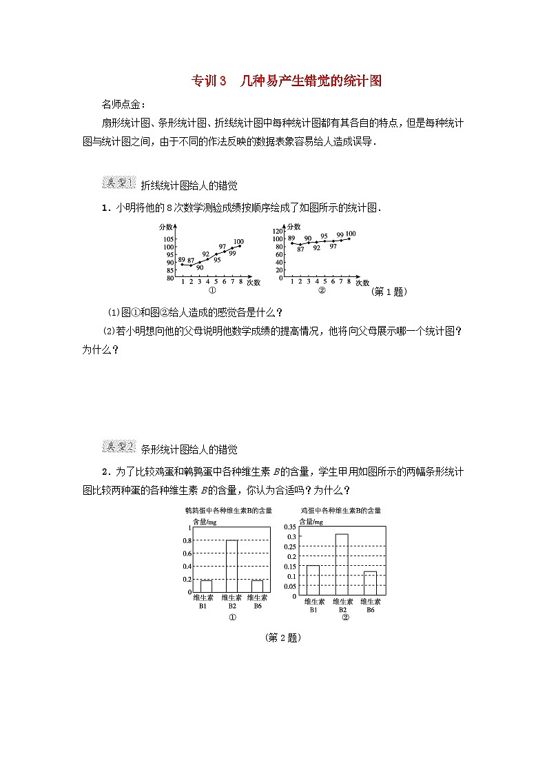 2024八下数学第18章数据的收集与整理阶段方法技巧训练二专训3几种易产生错觉的统计图（冀教版）01