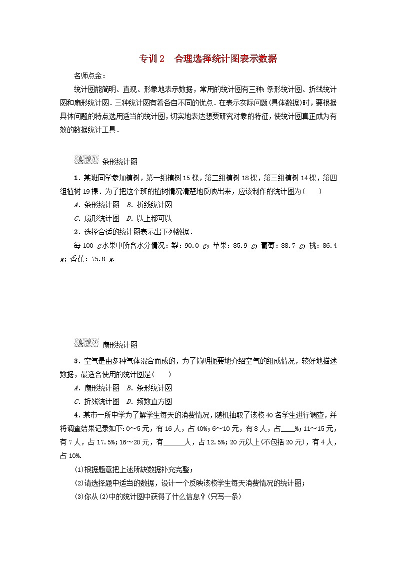 2024八下数学第18章数据的收集与整理阶段方法技巧训练二专训2合理选择统计图表示数据（冀教版）01