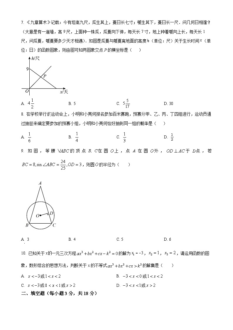 精品解析：湖北省武汉市二桥中学2023-2024学年九年级下学期月考数学试题（原卷版）第2页