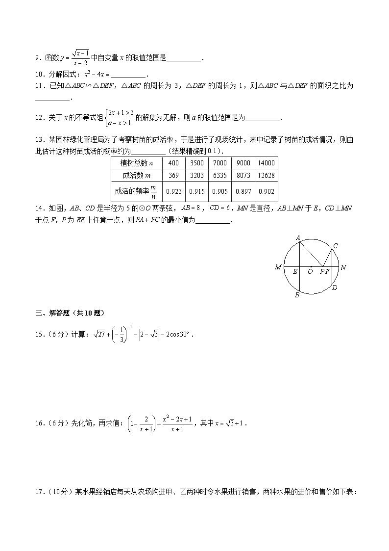 【全套精品专题】初中数学复习专题精讲湖南省长沙市九年级下册-2023-2024-2青竹湖周测卷3 综合检测（带答案）02