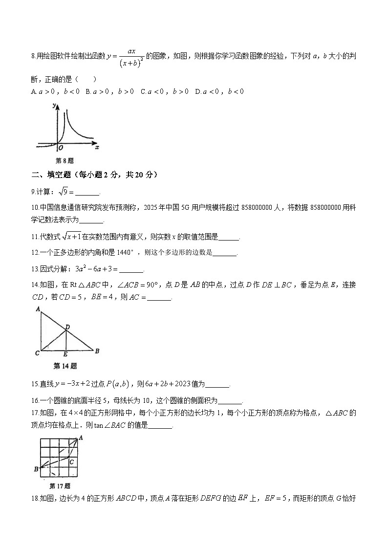 2024年江苏省常州市正衡中学九年级数学新课结束模拟预测题(无答案)第2页