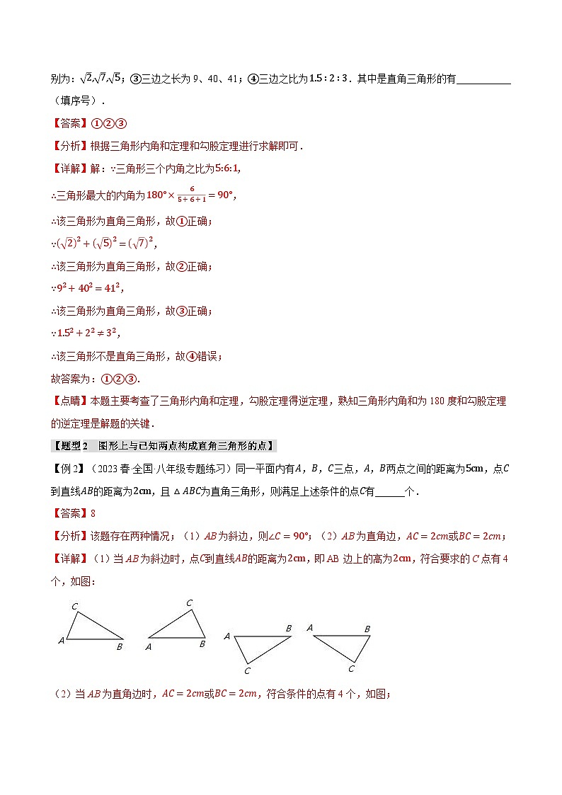 中考数学一轮复习专题1.2 勾股定理的逆定理【八大题型】（举一反三）（人教版）（解析版）第3页