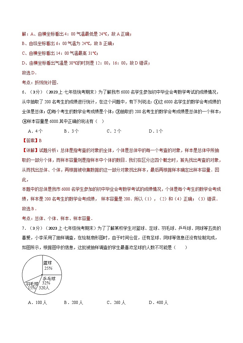 中考数学一轮复习专题6.2 数据的收集与整理章末拔尖卷（北师大版）（解析版）03