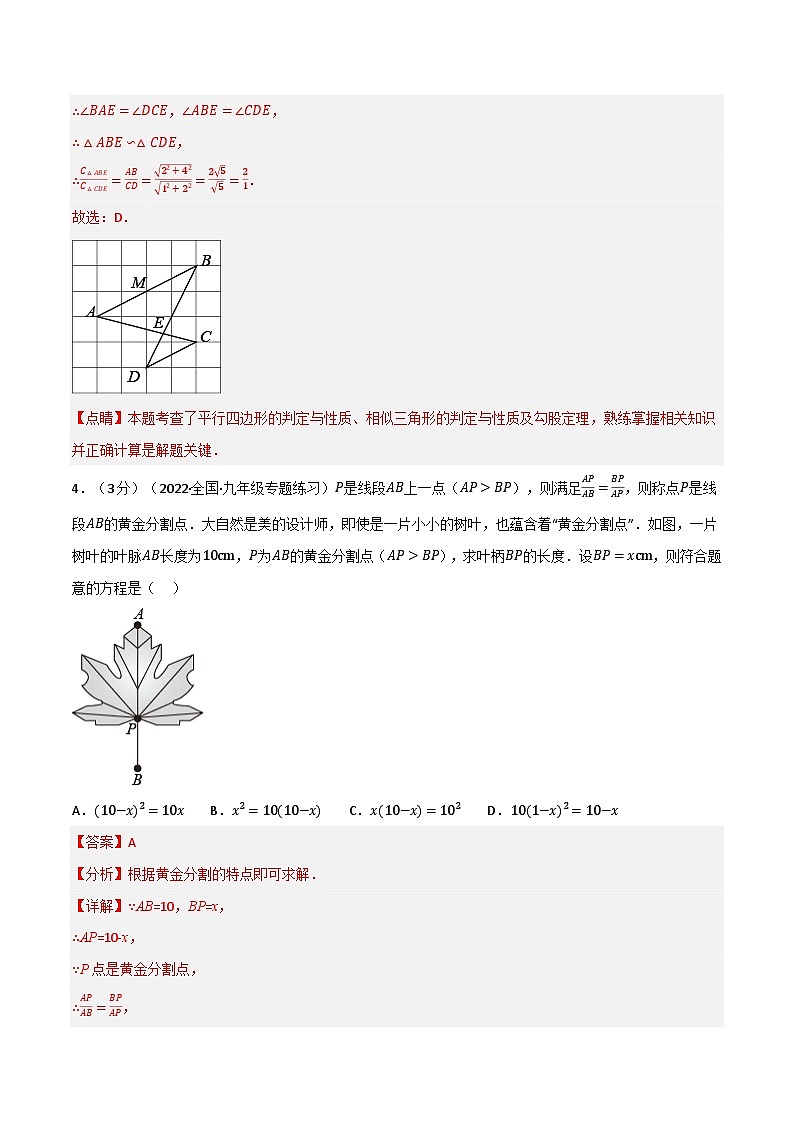 中考数学一轮复习：专题23.9 图形的相似章末题型过关卷（华东师大版）（解析版）第3页