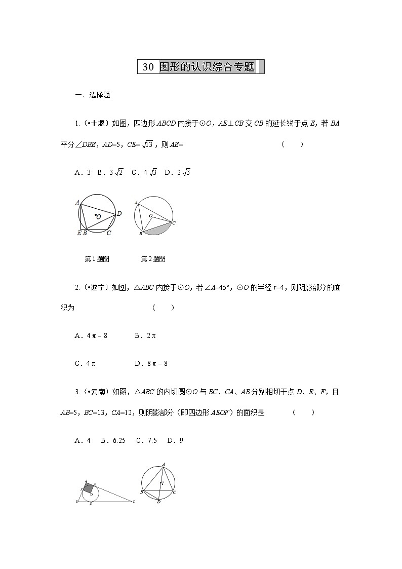 2023年初中数学中考专项分类强化训练（含答案）：30图形的认识综合专题(通用版)第1页