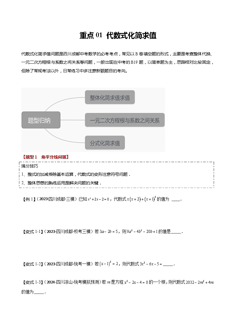 重点01 代数式化简求值（四川成都专用）（原卷版）第1页