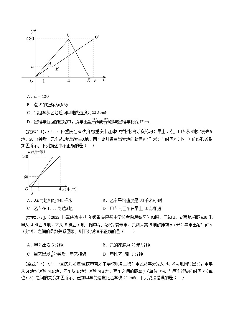 中考热点03 一次函数实际问题行程类（3题型+满分技巧+限时检测）（原卷版）第2页