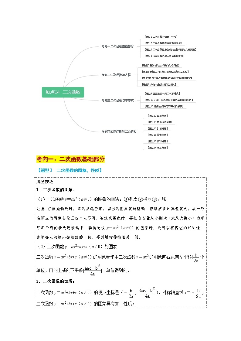 【中考二轮】2024年中考数学 热点04+二次函数(17大题型+满分技巧+限时分层检测)-专题训练.zip02