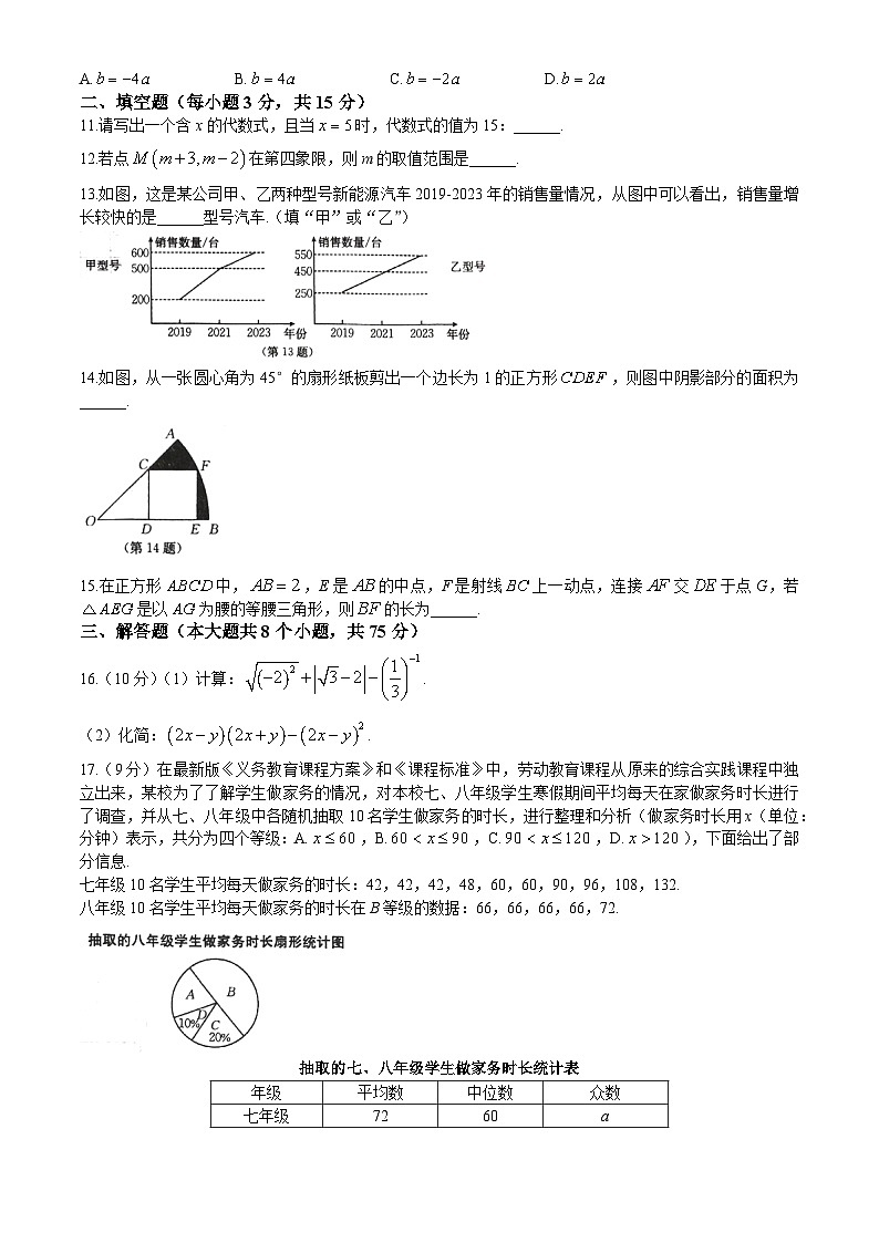 2024年河南省周口市郸城县九年级中考一模数学模拟试题第3页