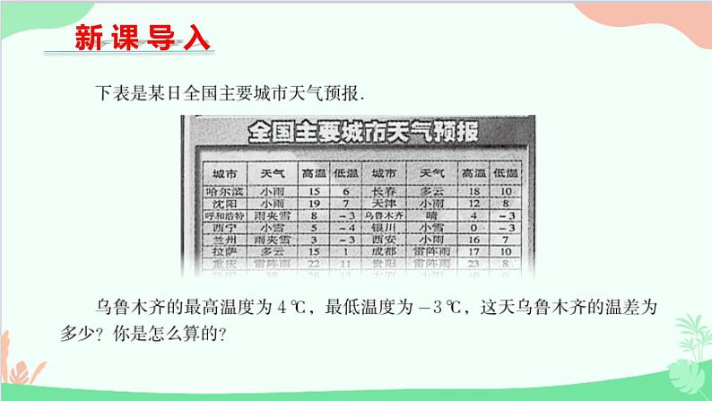 北师大版数学七年级上册 2.5 有理数的减法课件03