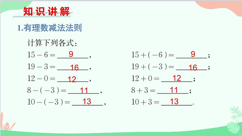 北师大版数学七年级上册 2.5 有理数的减法课件04